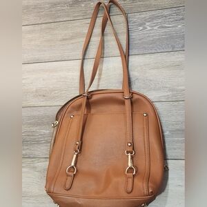 Miztique Elegant Tan Leather Convertible Backpack Shoulder Bag